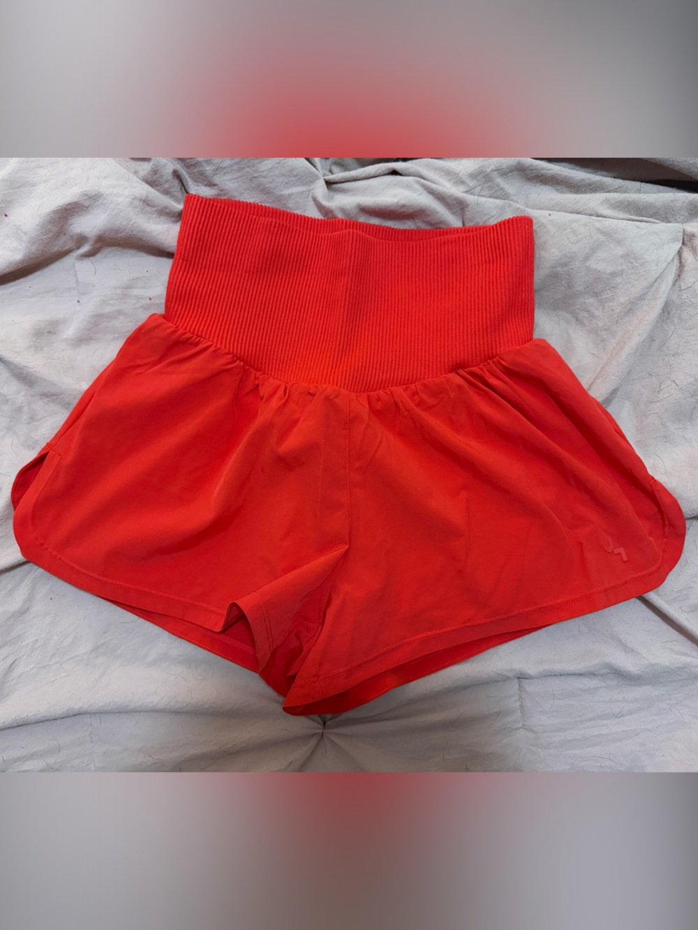 JoyLab Red High-Rise Ribbed Waist Athletic Shorts